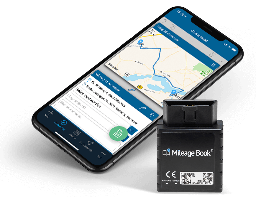 iPhone och Mileage Book GPS tracker